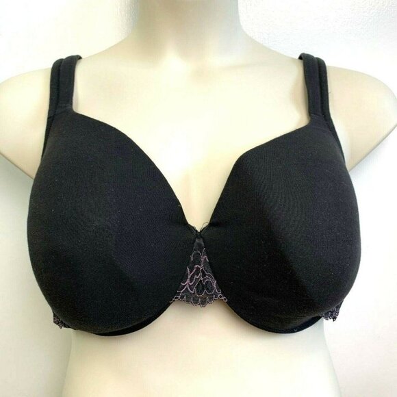 Cacique Womens Bra Cotton Lace Full Coverage Size 38F Black - Picture 2 of 6